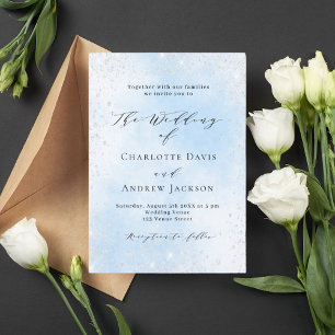 Invitation Mariage de luxe parties scintillant bleu clair