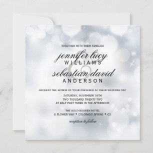 Invitation Mariage de luxe Silver Bokeh Light Chic