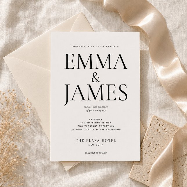 Invitation Mariage de Luxe Typographie Verticale Modifiable (Luxury wedding stationery inspired by timeless editorial elegance.)