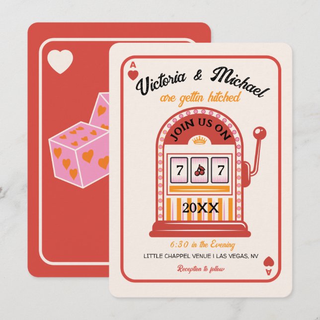 Invitation Mariage de machine à fente rétro Mod (Devant / Derrière)