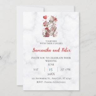 Invitation Mariage de marbre avec squelette floral embrassé
