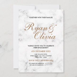 Invitation Mariage de Marbre blanc personnalisable Elegante