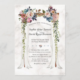 Invitation Mariage de marbre sous canopy de fleurs embrumées