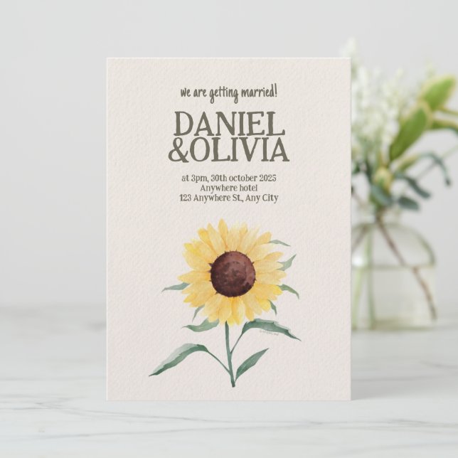 Invitation Mariage de marguerite couleur Pastel Retro (Debout devant)
