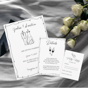 Invitation Mariage de mariée et de chambre à main noire et bl