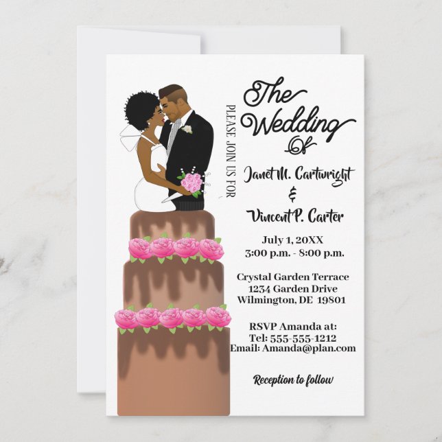 Invitation Mariage de mariée et de chambre Cake Topper Africa (Devant)