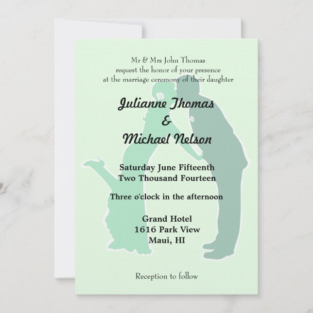 Invitation Mariage de mariée et de chambre de monnaie (Devant)