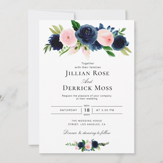 Invitation mariage de marine et de brouillard (Devant)
