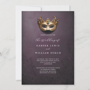 Invitation Mariage de masque masqué doré