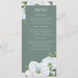 Invitation Mariage de menu Fleur de pomme blanche
