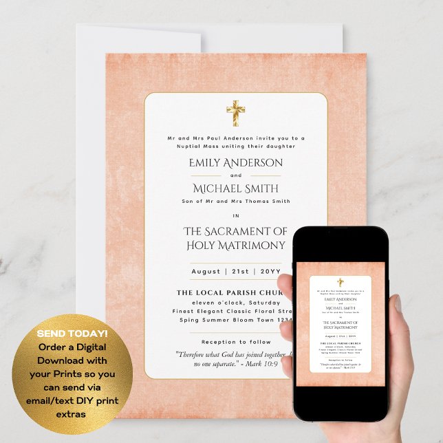 Invitation Mariage de messe nuptiale catholique en terre cuit (Créateur téléchargé)