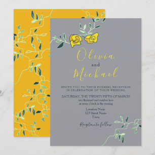 Invitation Mariage de Minimonie Jaune Floral et Gris