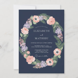 Invitation Mariage de minuit ambre ranunculus gris eucalyptus