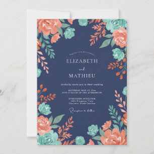 Invitation Mariage de minuit aux feuilles de corail