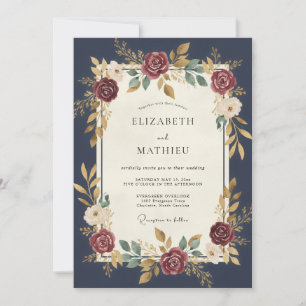 Invitation Mariage de minuit Dahlia cramoisi