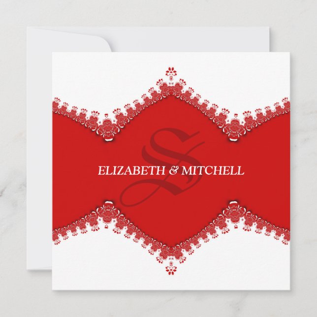 Invitation Mariage de monogramme blanc élégant (Devant)