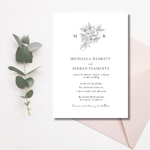 Invitation Mariage de monogramme botanique classique