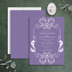 Invitation Mariage de monogramme d'art de ligne florale de la