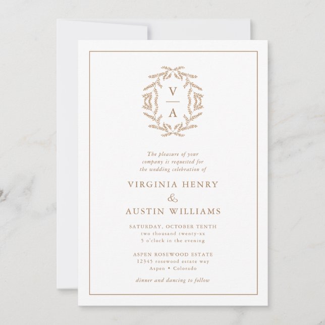 Invitation Mariage de monogramme d'automne (Devant)