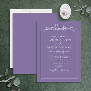 Invitation Mariage de monogramme de bordure florale de lavand