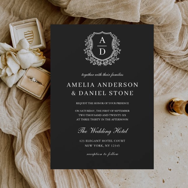 Invitation Mariage de Monogramme de Cimier Floral Formel (Créateur téléchargé)