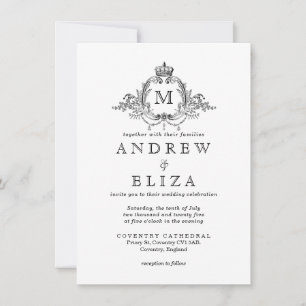 Invitation Mariage de monogramme de couronne royale