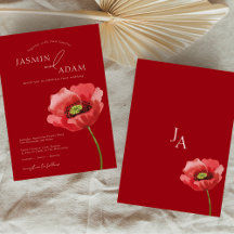 Mariage de monogramme de fleurs de pavot rouge Cri