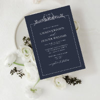 Mariage de monogramme de la frontière florale bleu