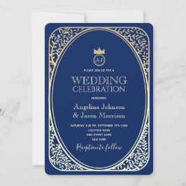 Invitation Mariage de monogramme de luxe Marine