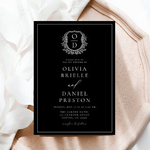 Invitation Mariage de monogramme de poitrine florale moderne