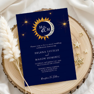 Invitation Mariage de monogramme élégant Sun et Moon