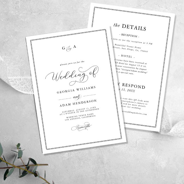 Invitation Mariage de monogramme et d'esperlugraphie tout-en- (Créateur téléchargé)