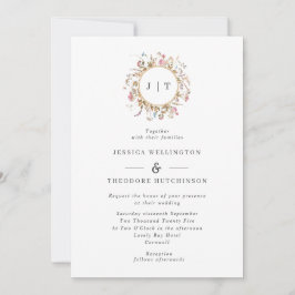 Invitation Mariage de monogramme Fleur sauvage de Bohême