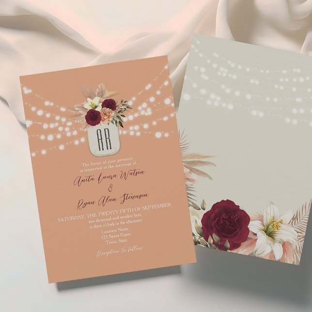 Invitation Mariage de monogramme floral Boho (Créateur téléchargé)