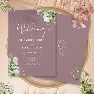Invitation Mariage de monogramme floral Mauve Greenery