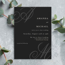 Mariage de monogramme minimal élégant Black Modern