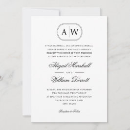 Invitation Mariage de monogramme noir et blanc