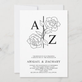 Invitation Mariage de monogramme noir et blanc