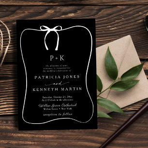 Invitation Mariage de monogramme pour cadre de plongée en noi
