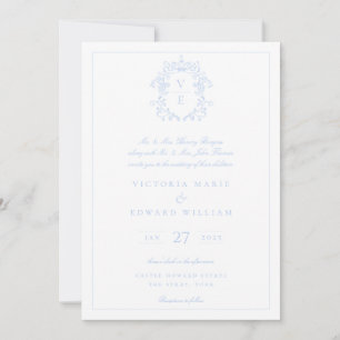 Invitation Mariage de monogramme Sky Blue Crest