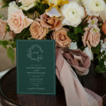 Mariage de monogramme vert émeraude moderne