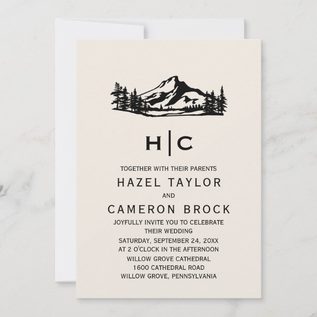 Invitation Mariage de monogramme vintage Wilderness (Devant)