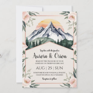 Invitation mariage de montagne floral moderne