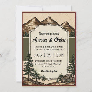 Invitation mariage de montagne floral moderne