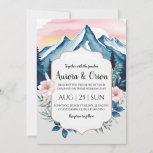 Invitation mariage de montagne floral moderne