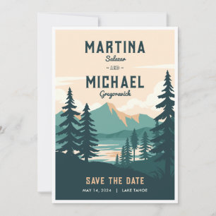 Invitation Mariage de Montagne Retro Enregistrer la date