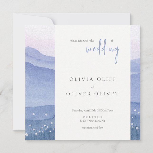 Invitation Mariage de Montagnes violettes (Devant)