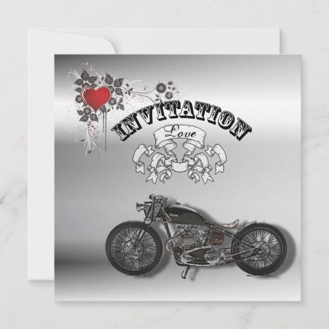 Invitation Mariage de motard grunge rustique (Devant)