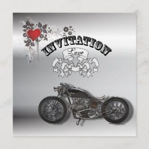 Invitation Mariage de motard grunge rustique