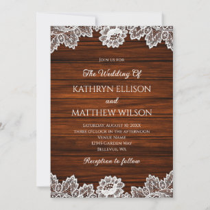 Invitation Mariage de Motif de dentelle rustique